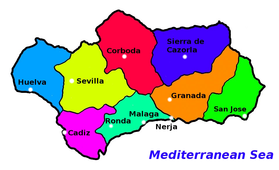map of free things to do in Andalusia, Spain