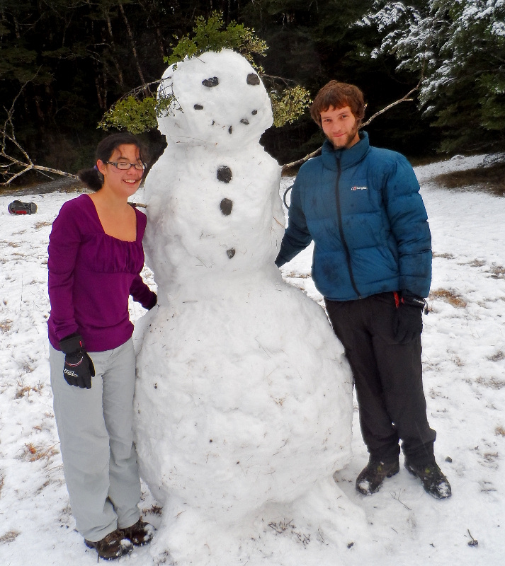 Giant snowman built at Arthur's Pass New Zealand