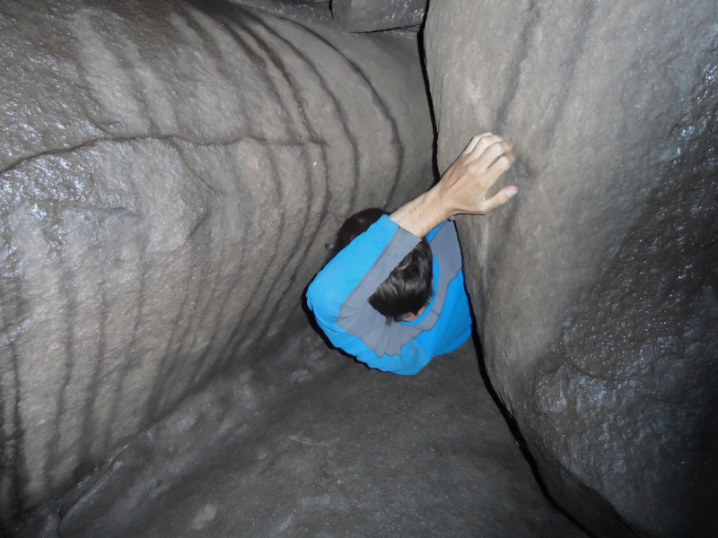 Lifelong Vagabonds squeezing through the Britannia Creek Caves