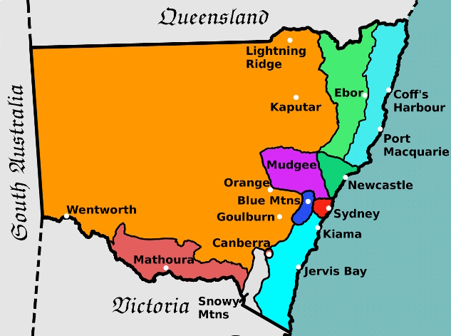 map of free things to do in New South Wales, Australia